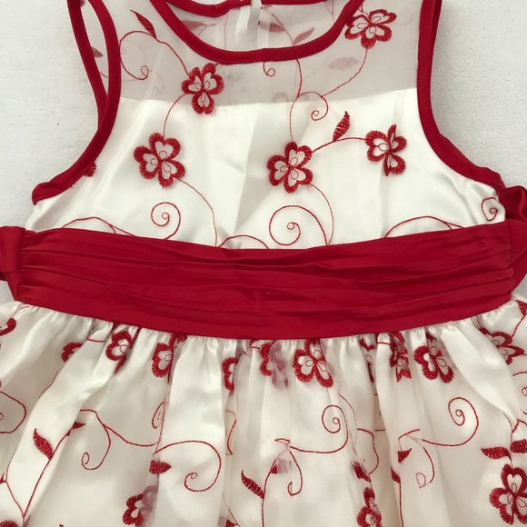 Bonnie Jean, Girls Red Flower Dress, Age 4 (4T) - Picture 5 of 9
